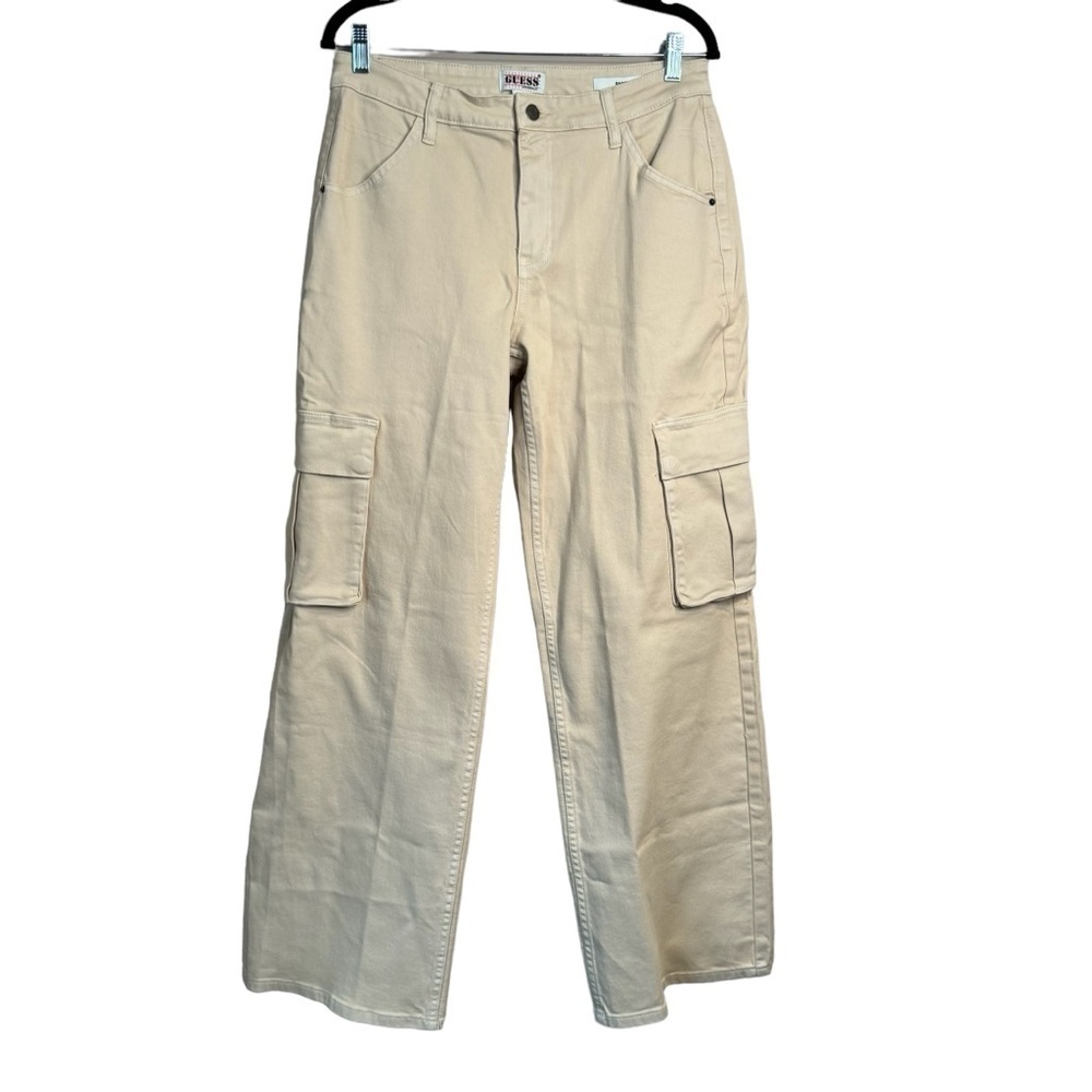 Guess Urban Fit Baggy Wide Leg Cargo Khaki Jeans Tan Women’s 30